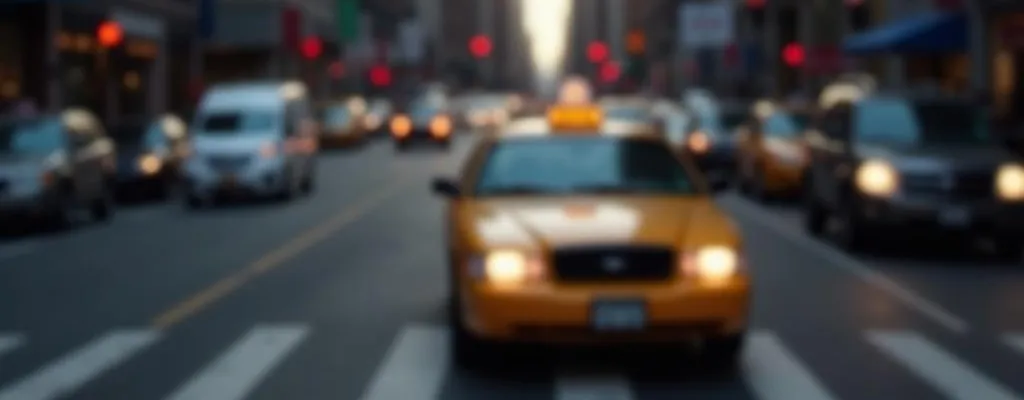 Sfondo hero con taxi in città